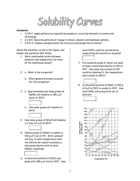 Solubility Curves Worksheet Answers Printable Word Searches