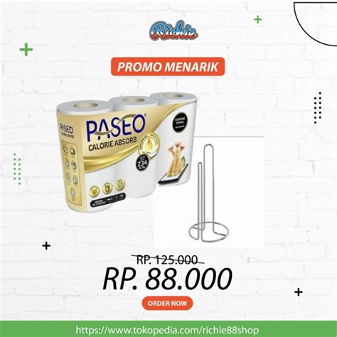 Jual Paket Paseo Tissue Dapur Cooking Towel 3 Roll Tempat Tissue Rol