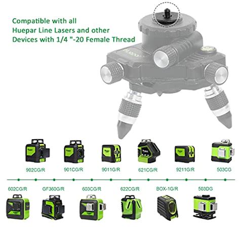 Huepar Adaptateur de niveau laser base rotative à 360 degrés en métal