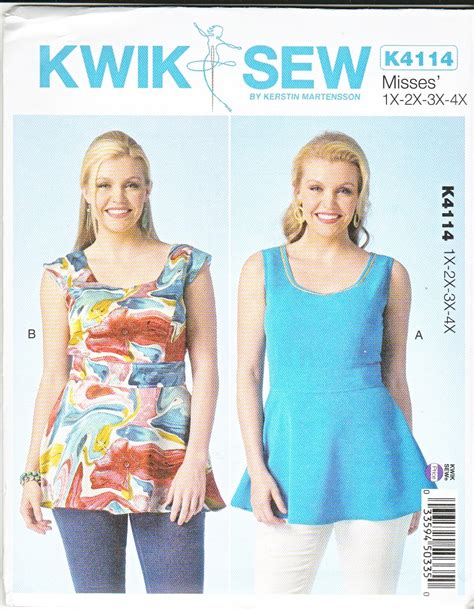 Kwik Sew Sewing Pattern 4114 Women S Plus Size 1x 4x 22w 32w Sleeveless Peplum Tops