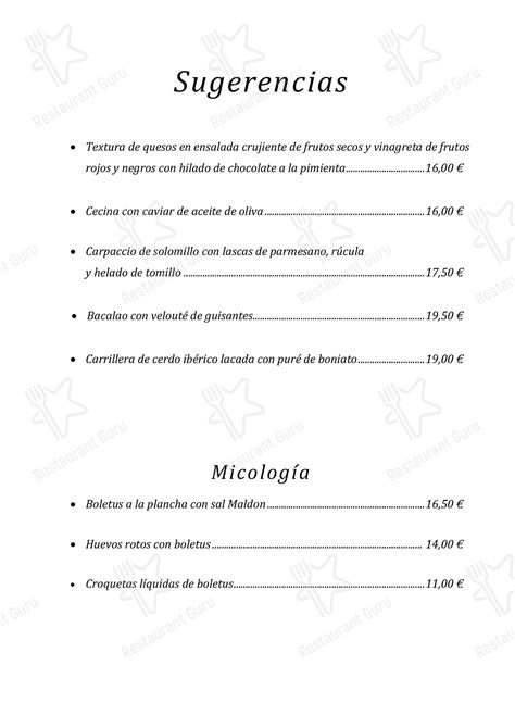 Carta Del Restaurante Hotel Y Bodega El Lagar Del Isilla La Vid