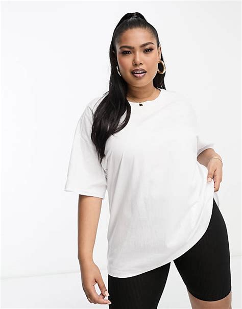 Asos Design Curve Oversized T Shirt In White Asos