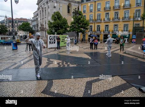 Lisbon Portugal Th June Activists Wearing Protective Suits