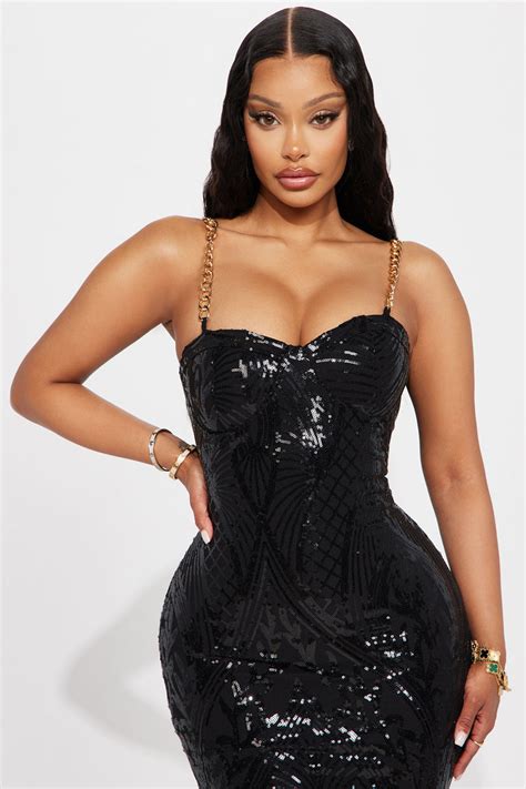 Valentina Sequin Midi Dress Black Black Fashion Nova Dresses