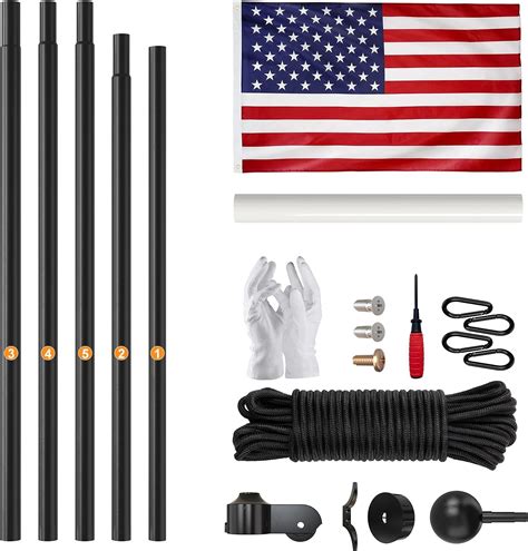 Buy SCWN Flag Pole For Outside In Ground 16FT Sectional Aluminum Extra