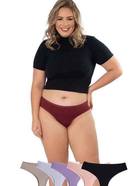 Kit 5 Calcinhas Sonho Plus Size Algodao Concept Lingerie Multicores