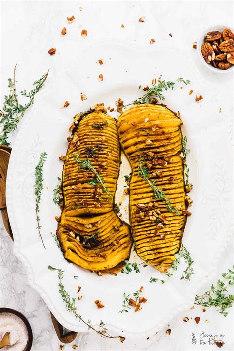 Hasselback Butternut Squash with Maple Pecan Drizzle - Jessica in the ...