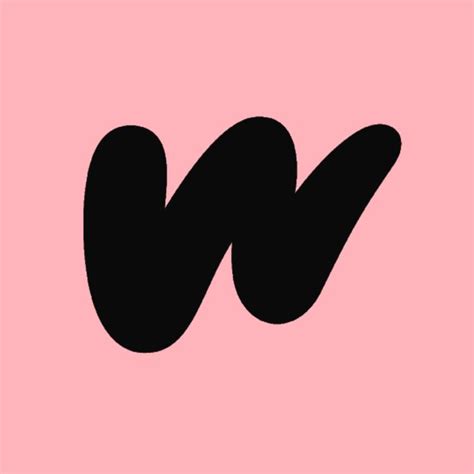 The Letter W On A Pink Background With Black Letters And White Lines In