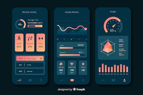 Free Vector Fitness Mobile App Infographic Template Flat Style