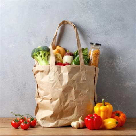 Premium Photo Various Grocery Items In Paper Bag On White Table