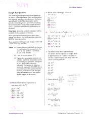 CLEP AlgebraReview Part1 Pdf VII College Algebra Sample Test