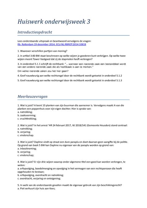 Huiswerk Onderwijsweek Huiswerk Onderwijsweek