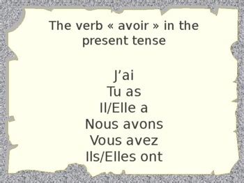 The Perfect Tense With AVOIR By World Of Languages TpT