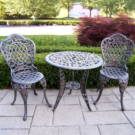 Oakland Living Tea Rose Cast Aluminum Bistro Set Outdoor And Patio Furniture Sets