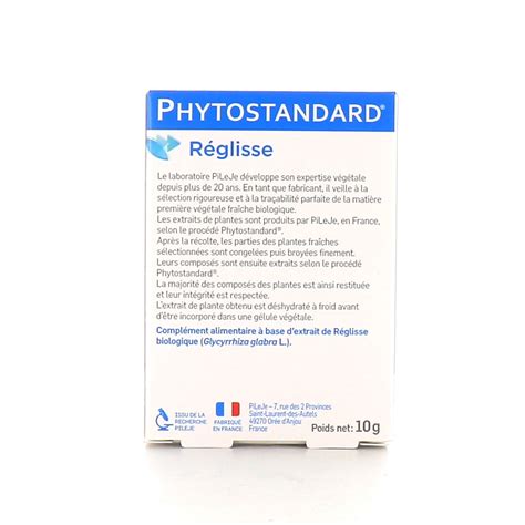 Pileje Phytostandard Réglisse 20 gélules