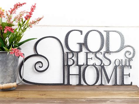 God Bless Our Home Metal Sign Heart Religious Decor God | Etsy