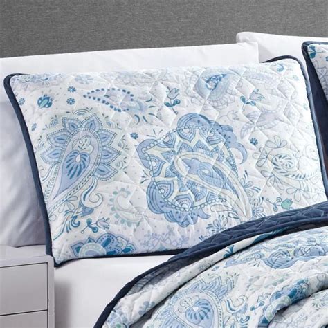 Esca Heget King Size 3 Piece Reversible Bedspread Set Blue White