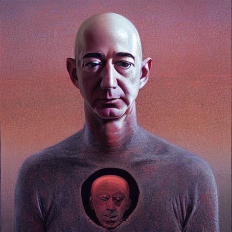 KREA AI jeff bezos as a zdzisław beksinski painting blood