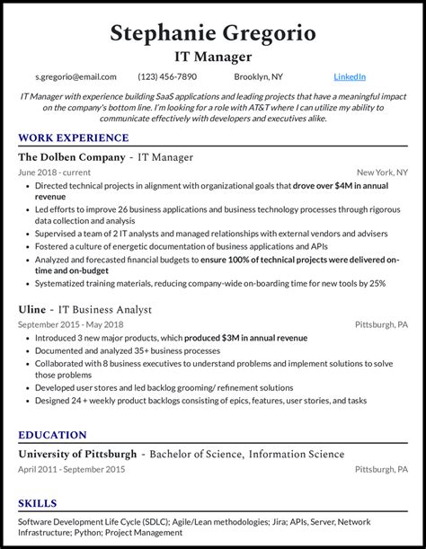 13 It Manager Resume Examples And Templates