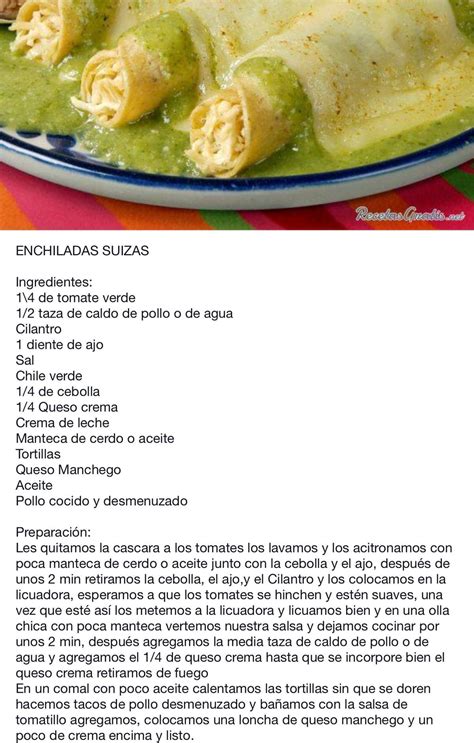 Receta de enchiladas suizas, Recetas fáciles, Recetas de comida