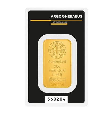 20 Gram Investment Gold Argor Heraeus INVEST METAL