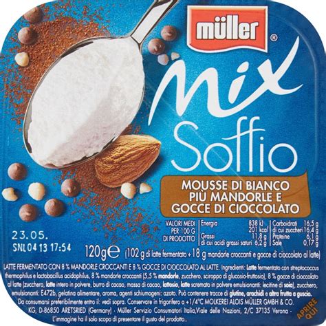 M Ller Mix Soffio Mousse Di Bianco Con Madorle E Gocce Di Cioccolato