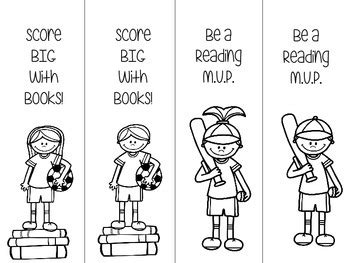 Sports Themed Bookmarks by ATBOT The Book Bug | Teachers Pay Teachers