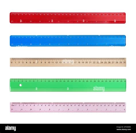 Set With Different Rulers With Measuring Length Markings In Centimeters