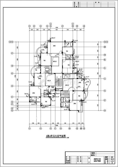 青岛市某七层住宅楼给排水设计cad布置图居住建筑土木在线