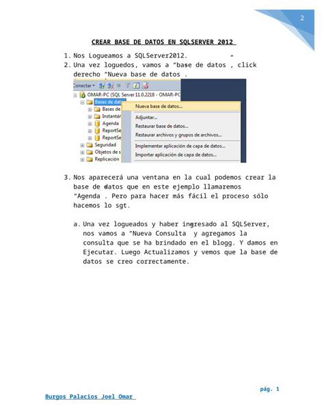DOCX Crear Base de Datos Sqlserver Conexión Con Visual Studio2012