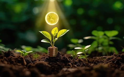 Premium AI Image A Plant Growing From A Coin That Has A Dollar Coin