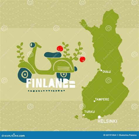 Map of Finland and Emblem Print Stock Vector - Illustration of finnish ...
