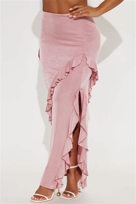 Graciella Ruffle Slinky Maxi Skirt Mauve Fashion Nova Skirts Fashion Nova