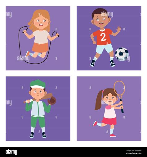 Four Children Activities Stock Vector Image And Art Alamy