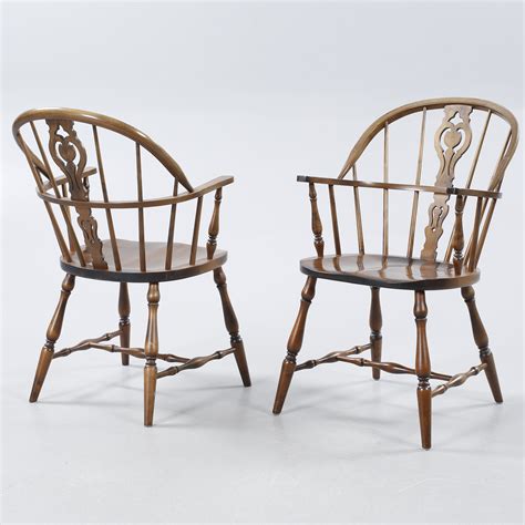 Six Windsor Stile Chairs Bt Gemla In Sweden From The Mid 20th Century