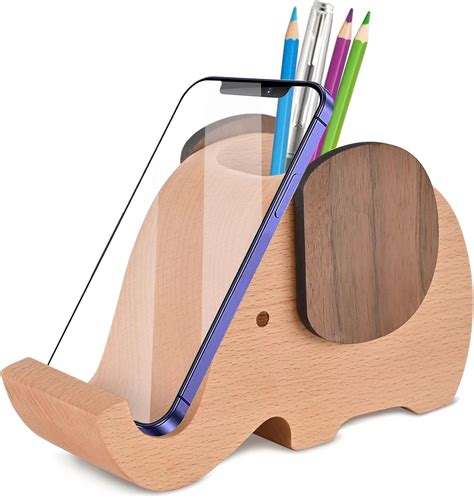 Amazon Ahfulife Wooden Elephant Cell Phone Holder Stand With Pen