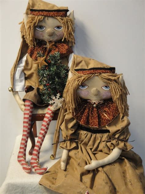 Primitive Elf Girl Christmas Elf Cloth Art Doll Holiday Etsy