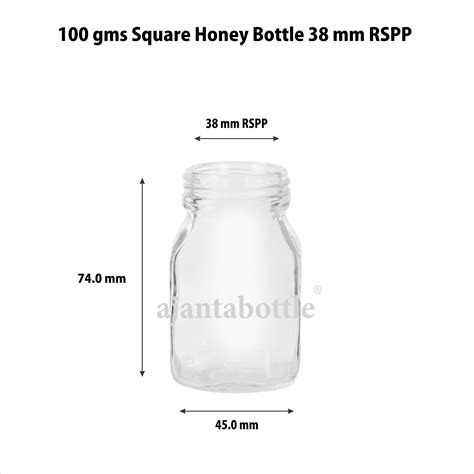 Gm Square Fancy Honey Glass Jar Mm Pp Neck Ajantabottle