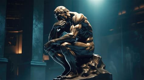 Premium AI Image Thinker Man 3d Illustration The Thinker Statue