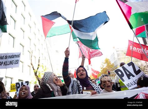 Protestas Durante Una Manifestaci N En Apoyo A Los Palestinos En Madrid