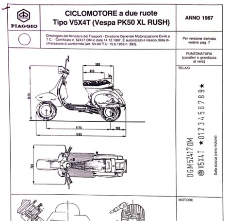 Sto Vespa Pk 50 Xl Rush V5x4t Schede Tecniche Di Omologazione