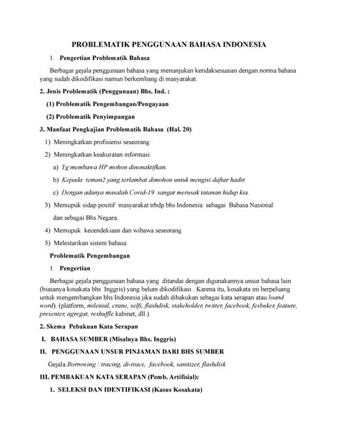 Problematik Penggunaan Bahasa Indonesia Problematik Penggunaan Bahasa