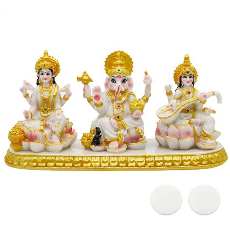 Buy Indian Laxmi Ganesh Saraswati Statue H Small Marble Look