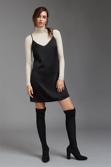 Layering 101 Slip Dress Over Turtleneck Outfit Planner In 2019 Slip