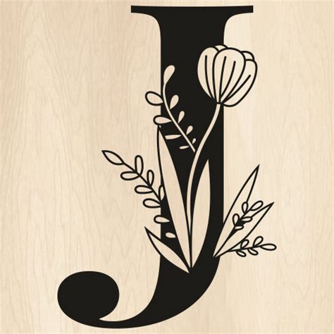 J Floral Capital Alphabet Svg J Floral Capital Letter Png Botanical