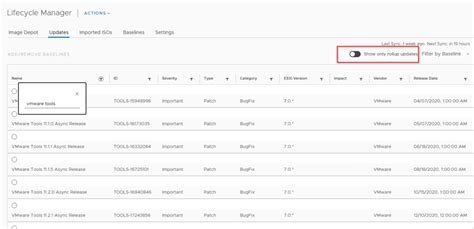 Updating VMware tools on ESXi 7.0 host using VMware Lifecycle Manager ...