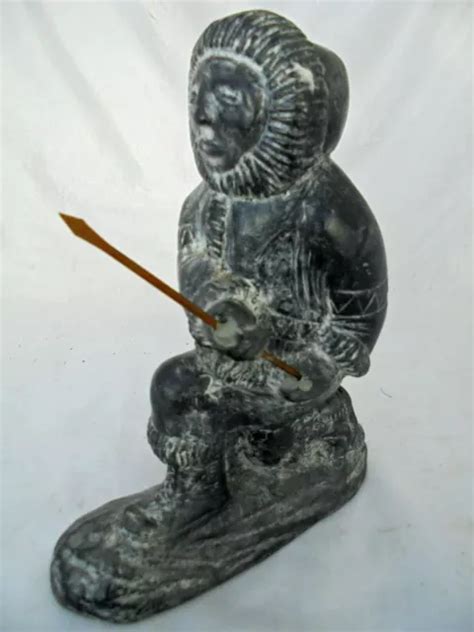 Inuit Figur Eskimo Mit Metallspeer Al Wolf Kanada Harz Eur