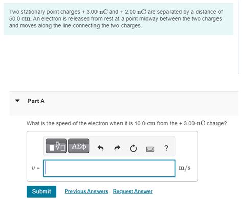 Solved Two Stationary Point Charges 3 00nC And 2 00nC Are Chegg