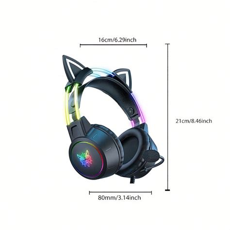 Onikuma X Pro Gaming Headset With Dynamic Rgb Light Detachable Cat