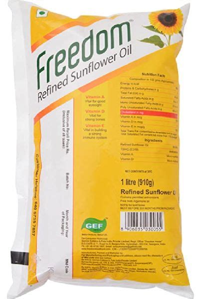 Common Freedom Refined Sunflower Oil For Cooking Certification